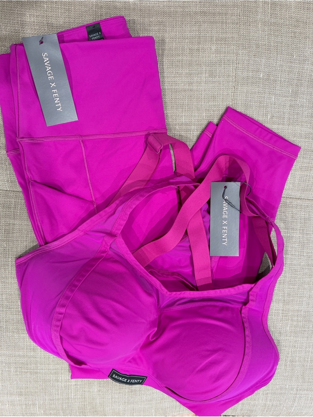 Savage X Fenty Vivid Magenta Molded Sports Bra & Leggings Set